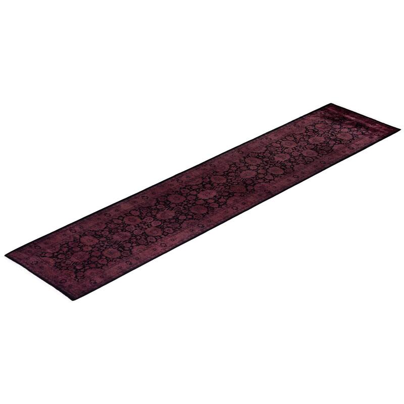 Overton Hand Knotted Wool Vintage Inspired Modern Contemporary Overdyed Pink Runner Rug - 2' 7" x 12' 4"