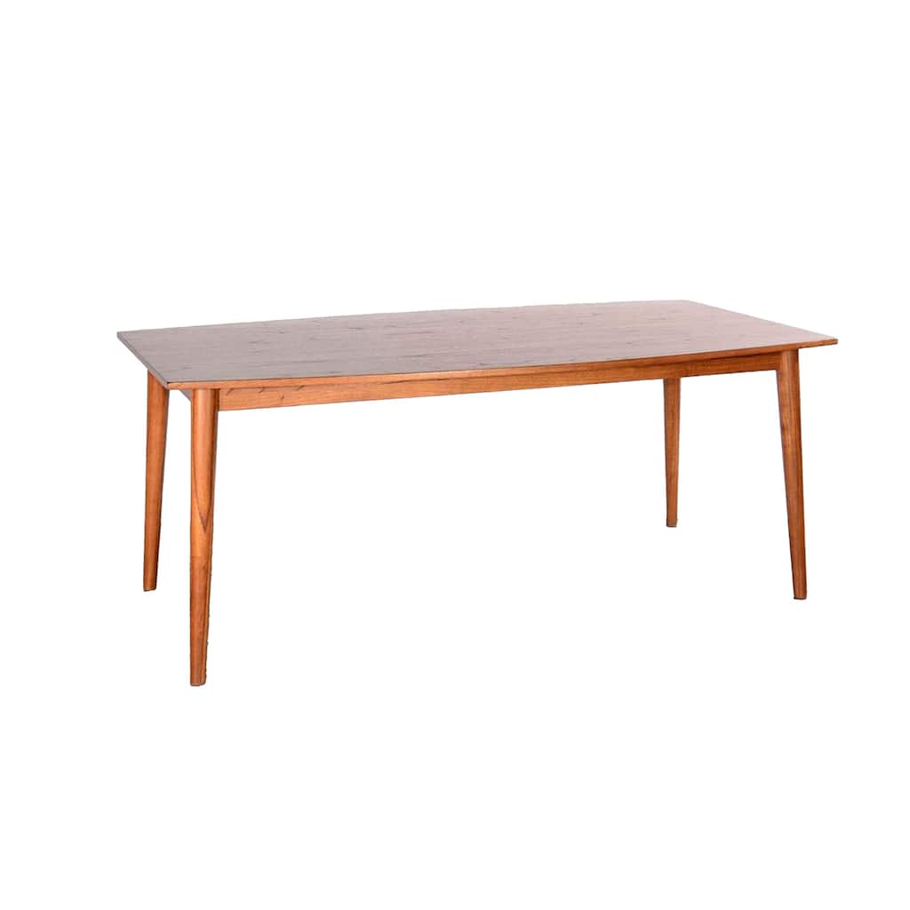 Amy Dining Table, 72 Inch Curved Edge Top, Cinnamon Brown Solid Wood - Cinnamon Brown