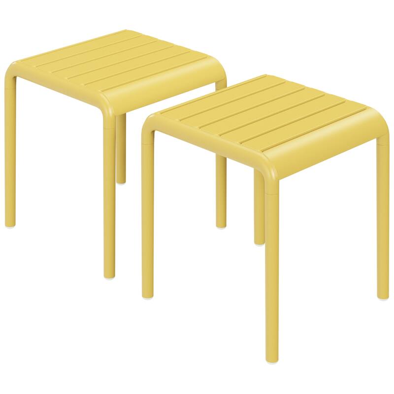 Frond and Form Square Outdoor Side Table (Set of 2) - Yellow