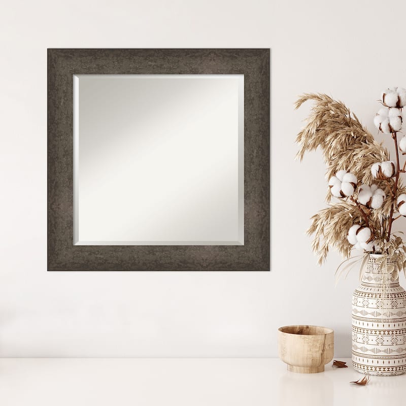 Dappled Beveled Wood Framed Wall Mirror