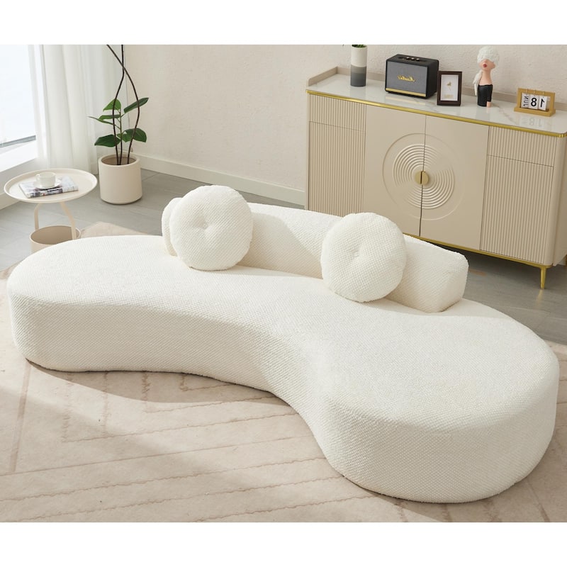 Curved Sofa Couch with Chaise, Modern Sleeper Sofa with Ottoman Bench, 105.5"