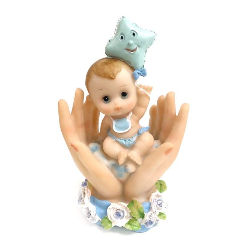 Baby Holding A Kite Sitting In Cupped Hands Figurine