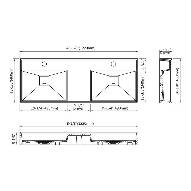 Stafford 48" Double Bathroom Sink