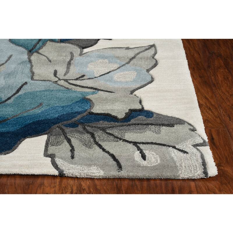 Silver Orchid Hand-tufted Winter Leaves Area Rug