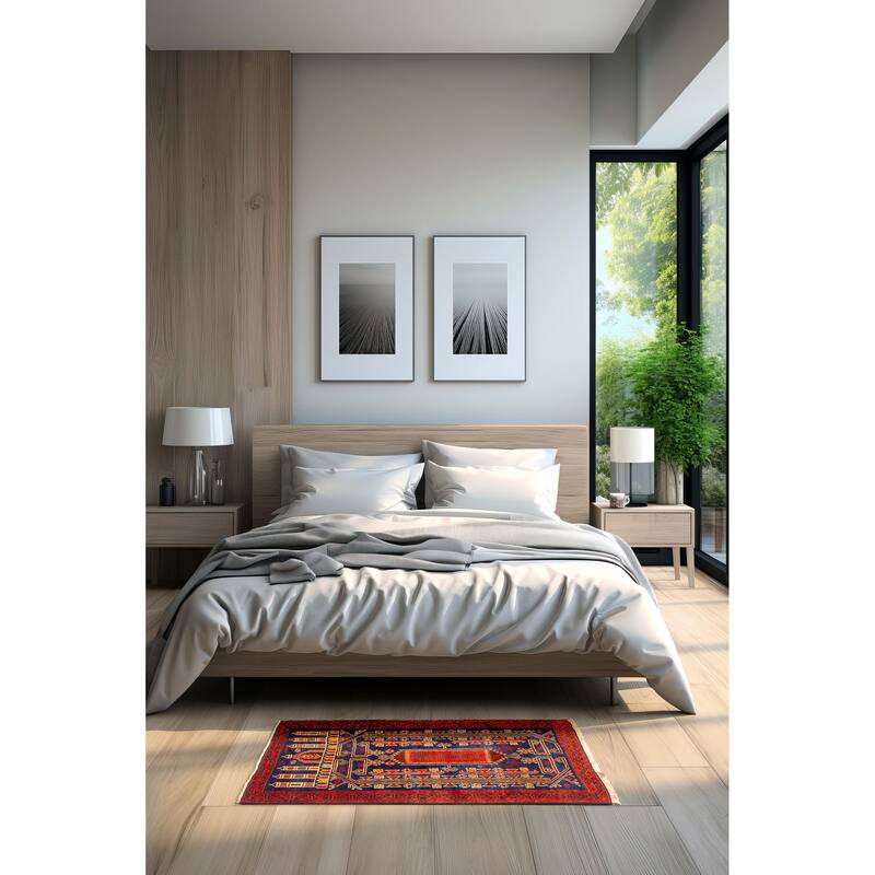 ECARPETGALLERY Hand-knotted Teimani Dark Navy Wool Rug - 2'6 x 4'0