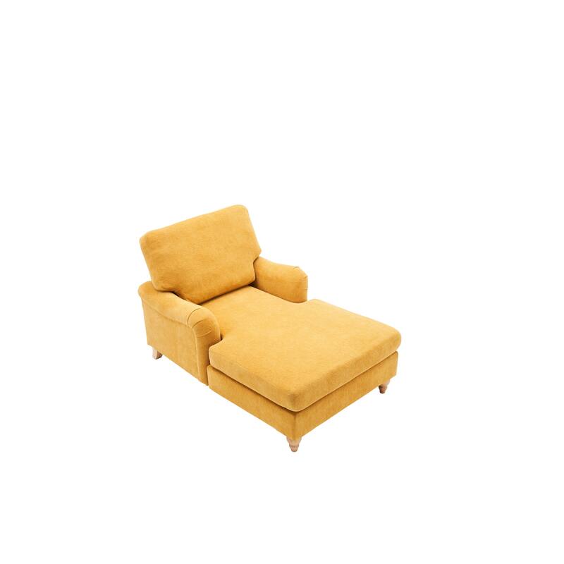 Modern Mid-Century Yellow Foam Chaise Lounger Sofa