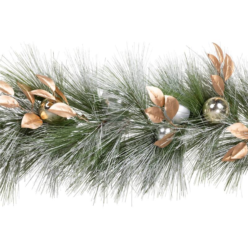 Flocked Pine and Ornaments Artificial Christmas Garland - 10' x 15" - Unlit