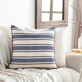 Artistic Weavers Kishan Navy & Cream Striped Cotton Throw Pillow