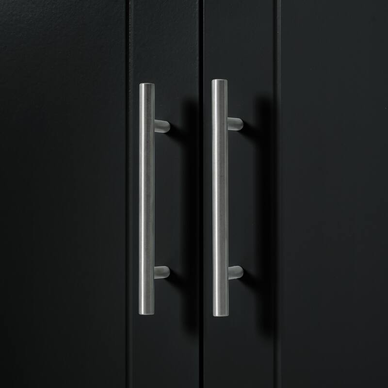 48.50'' Fluted Kitchen Island with Power Outlet, Rolling Wheels, 3 Drawer, 3 Open Side Racks and 10 Gallon Garbage Bin