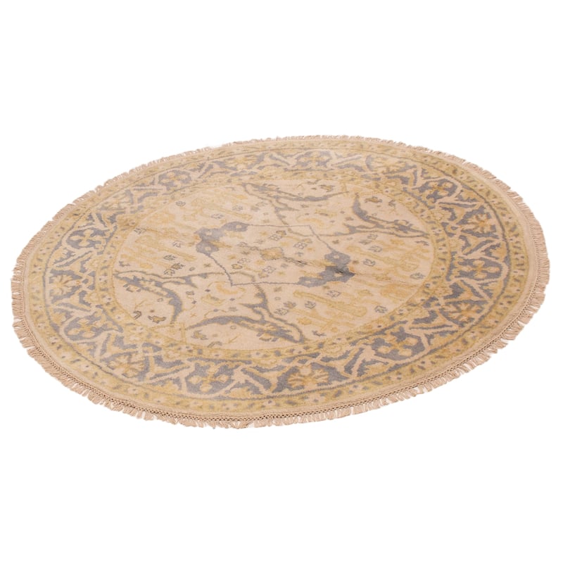 ECARPETGALLERY Hand-knotted Royal Oushak Ivory Wool Rug - 5'11 x 5'11