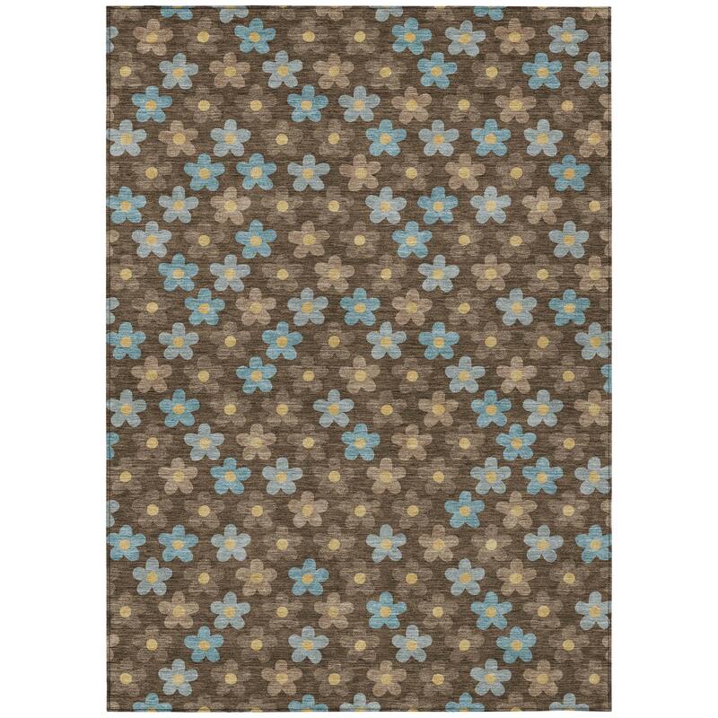 Machine Washable Indoor/ Outdoor Floral Kechi Chantille Rug