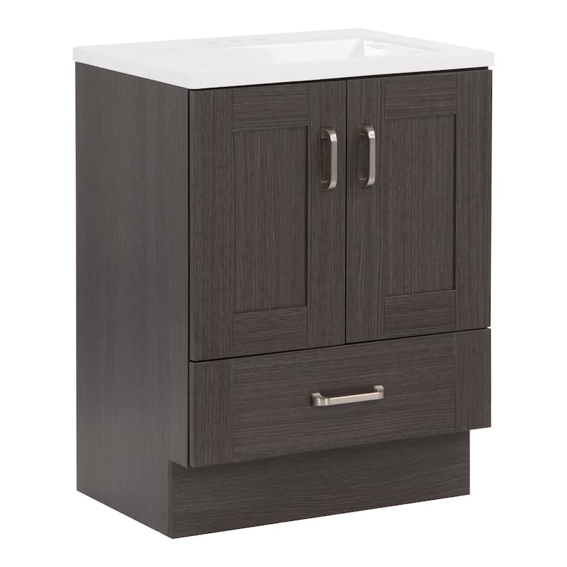 Spring Mill Cabinets Noelani 24" Bathroom Vanity With 2-Door Cabinet, Drawer, and White Sink Top