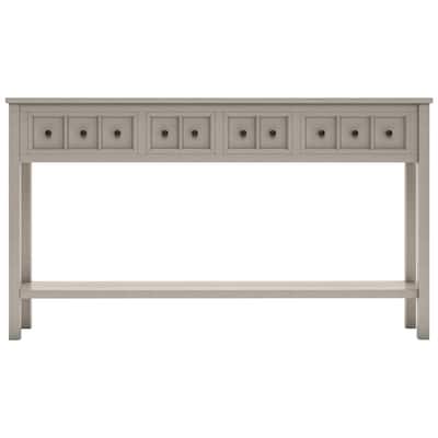 Rustic Entryway Console Table, 60" Long Sofa Table with two Different Size Drawers and Bottom Shelf for Storage