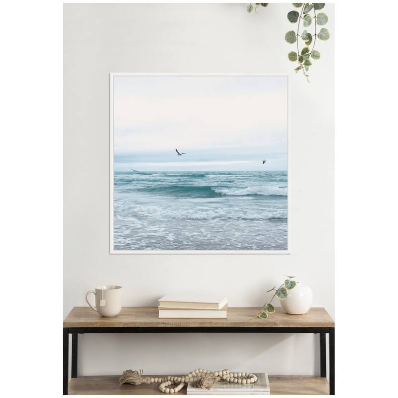 Kate and Laurel Sylvie Ocean Swim 2 Square Framed Canvas by Stephanie Klatt