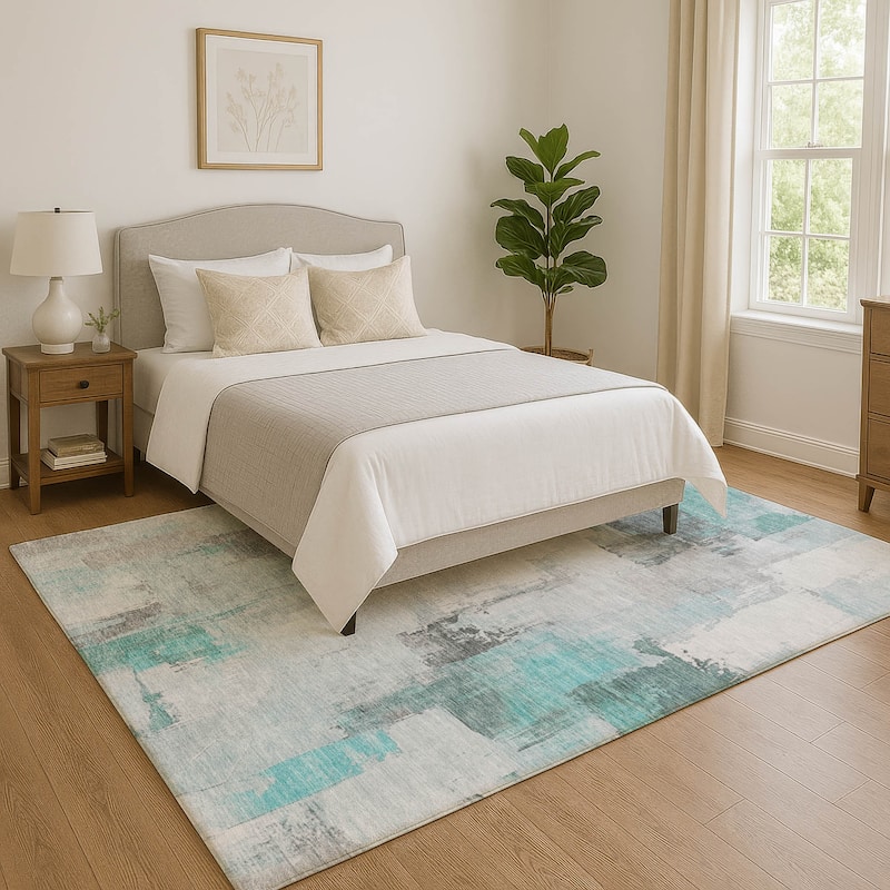 Premium Washable Super Soft Abstract Chic Mayfield Rug - Teal - 9' x 12'