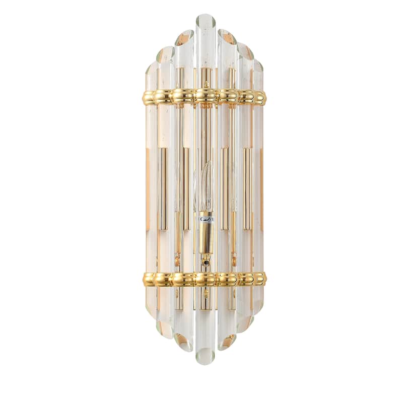 1 Light Gold Wall Sconce with Glass Rod Accents