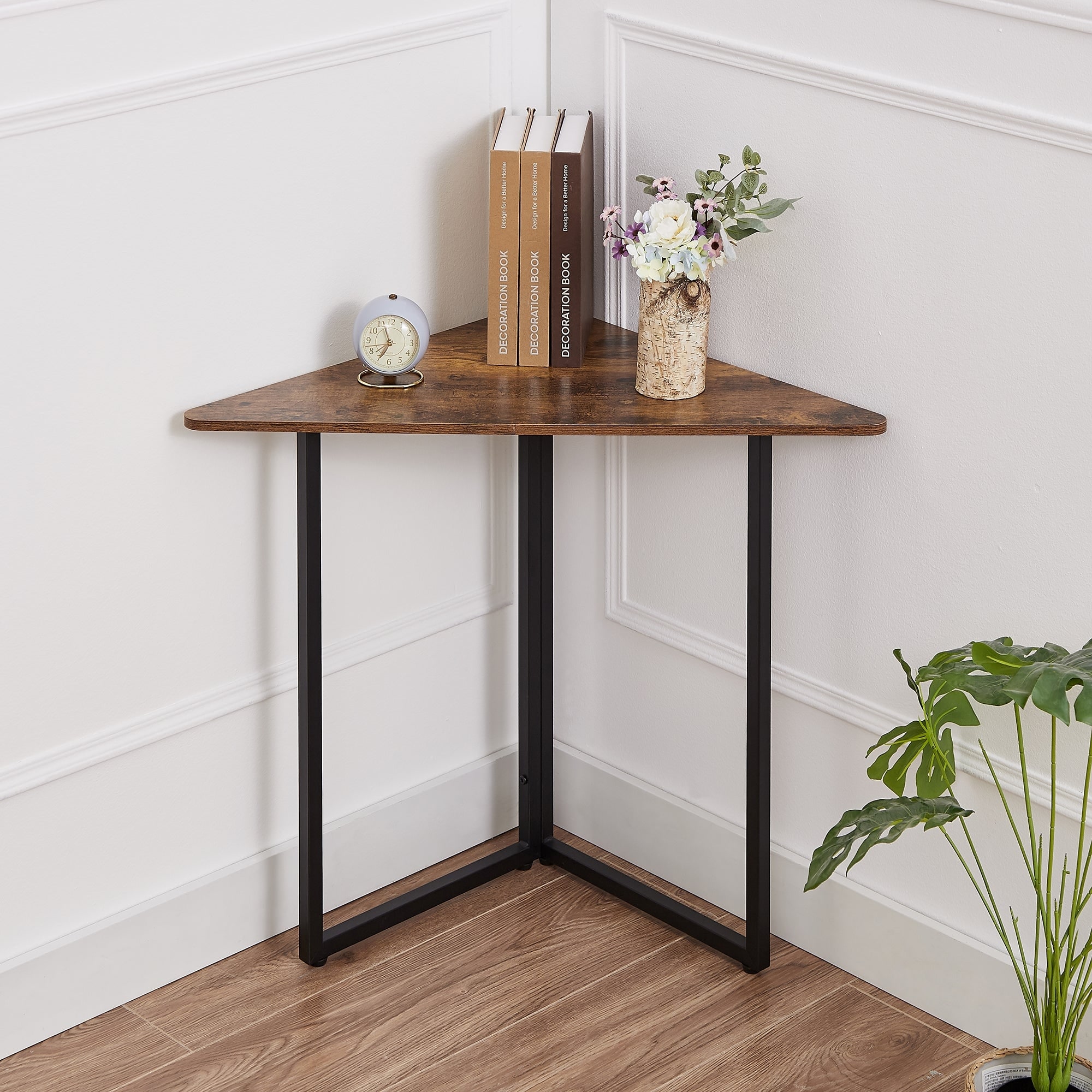 Multi-Purpose Simple Triangle Corner Table Small Corner Shelf Unit for Bathroom Entryway Bedroom Kitchen Easy Assembly