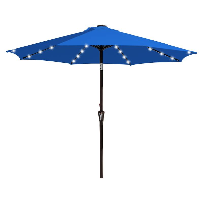 10ft Patio Market Umbrella with LED Lights,Crank & Tilt