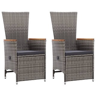 Reclining Patio Chairs 2 pcs with Cushions Poly Rattan Gray - Bed Bath ...