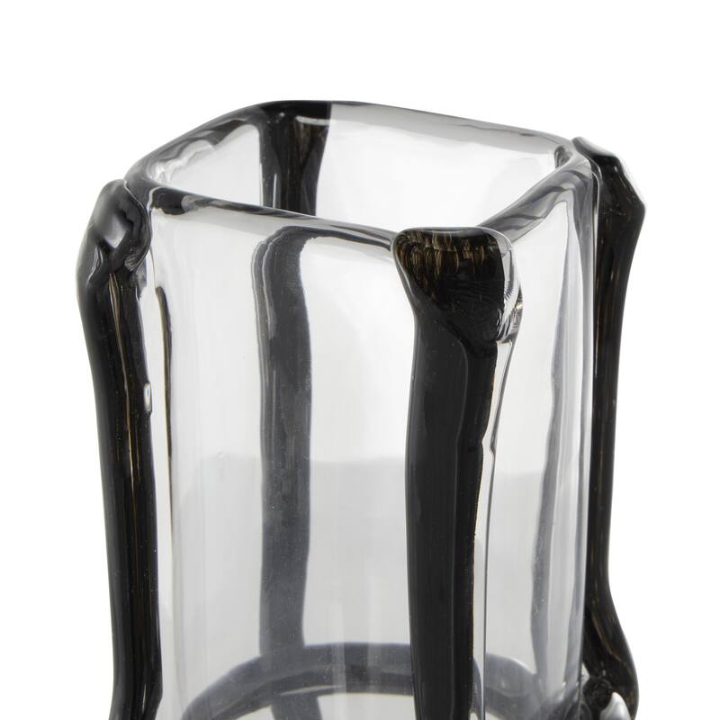 Recycled Glass Handmade Tall Decorative Vase with Glass Framing - Blue or Black - Roche River Decor