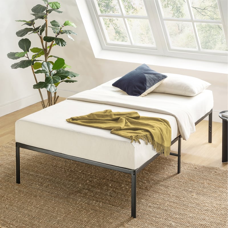 16 Inch Metal Platform Bed Frame by Crown Comfort - Black - Twin