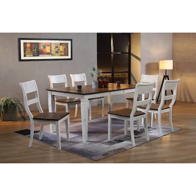 Loft Distressed Cotton White/ Cocoa Brown 7-Piece Dining Set
