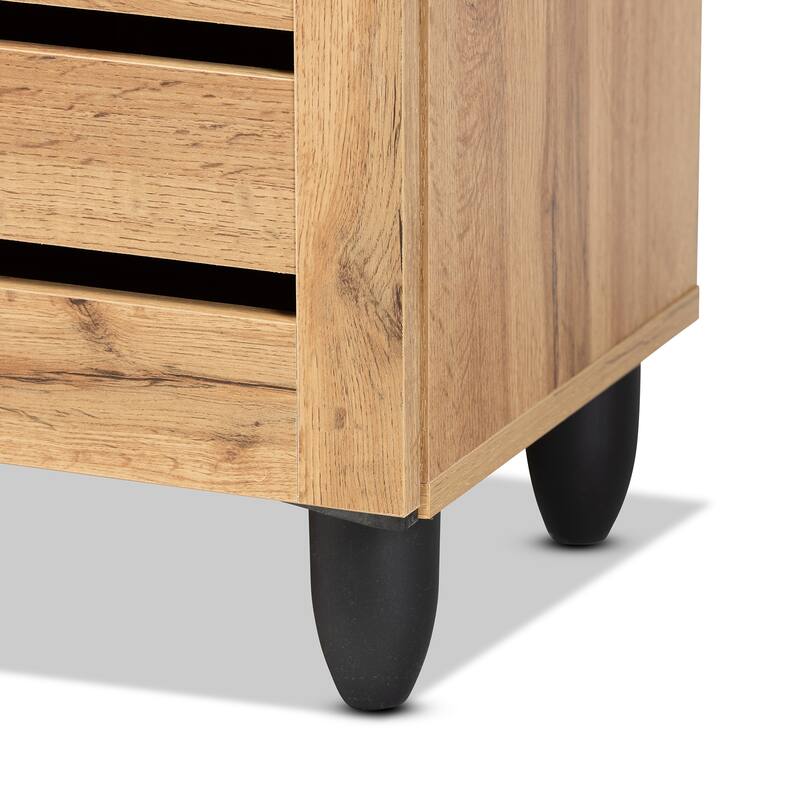 Gisela Modern Oak Brown Finished Wood 2-Door Shoe Storage Cabinet