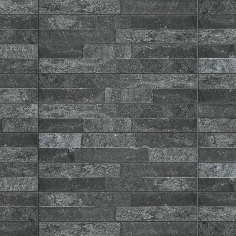Merola Tile Ordino Black 3-1/4" x 17-1/2" Porcelain Wall Tile