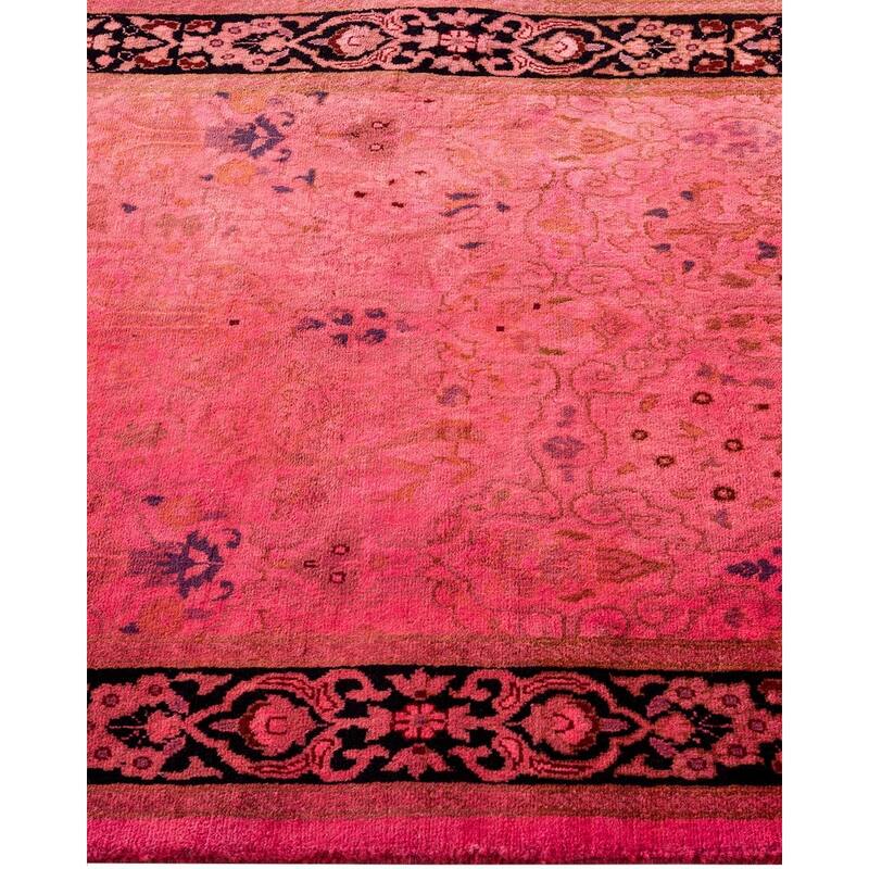 Overton Hand Knotted Wool Vintage Inspired Modern Contemporary Overdyed Pink Runner Rug - 2' 7" x 9' 9"