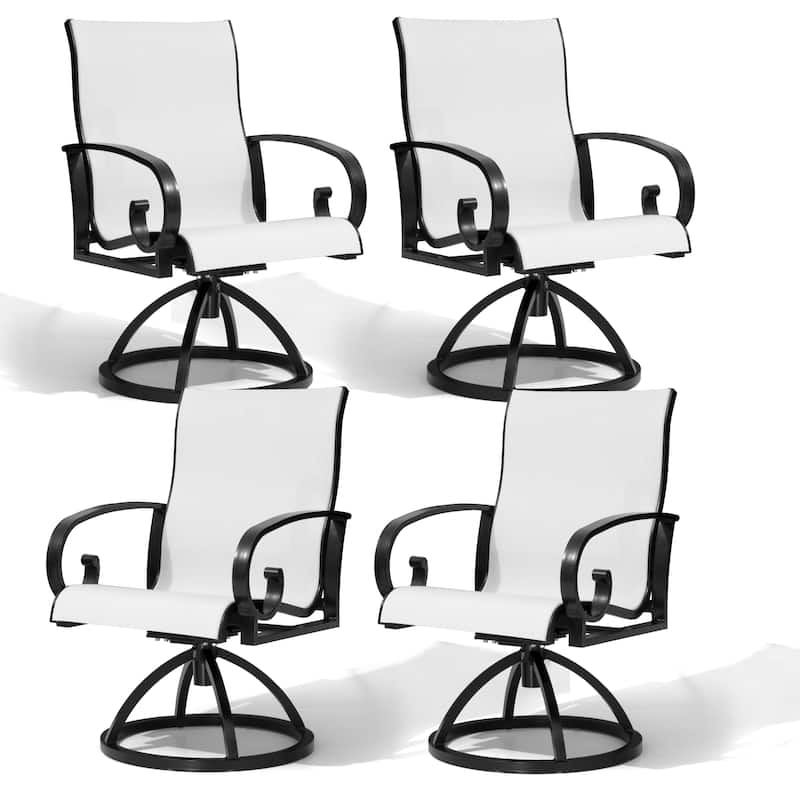 Outdoor Aluminum Patio Swivel Dining Chairs with Sunbrella Fabric - AUGUSTINEOYSTER-4PC
