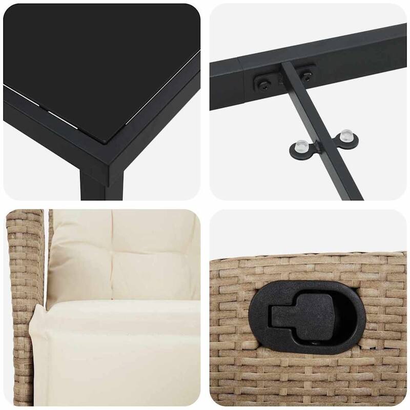 vidaXL Garden Dining Set with Cushion Poly Rattan