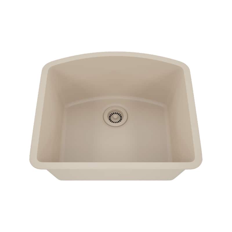 23 Inch Lexicon Platinum Quartz Composite Drop-in Undermount D-Shaped Single Bowl Galaxy Beige Kitchen Sink LP-2321D-B-SO - Galaxy Beige
