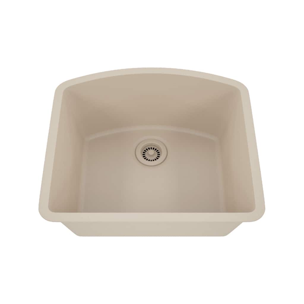 23 Inch Lexicon Platinum Quartz Composite Drop-in Undermount D-Shaped Single Bowl Galaxy Beige Kitchen Sink LP-2321D-B-SO