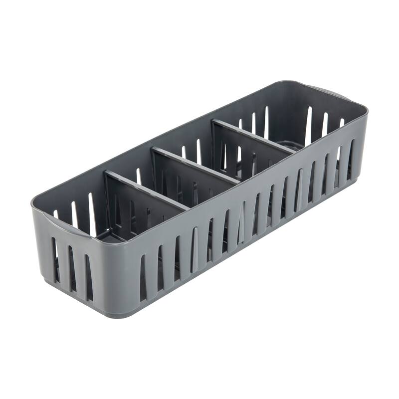 Simplify Slim Stackable Organizer Bin with Adjustable Dividers in Grey