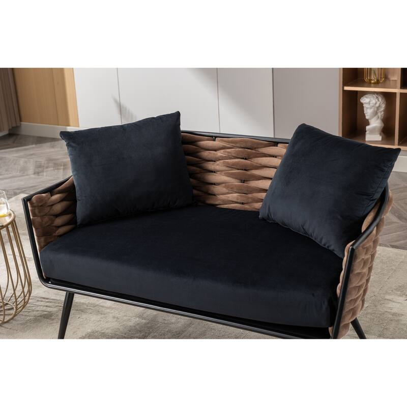 luxhomez Velvet Accent Chair Armsofa Tufted Sofa with Metal Frame for Living Room Bedroom Office Balcony Beige