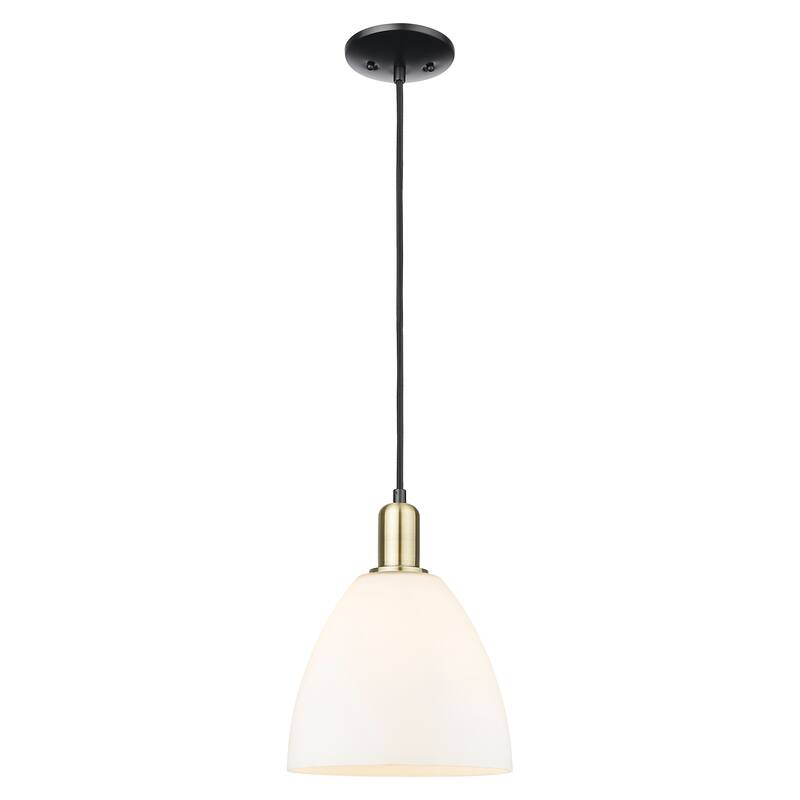 Innovations Lighting Endless Possibilities Arcadia - Bristol - 1 Light 9" Cord Hung Mini Pendant - Matte White/Black Antique Brass