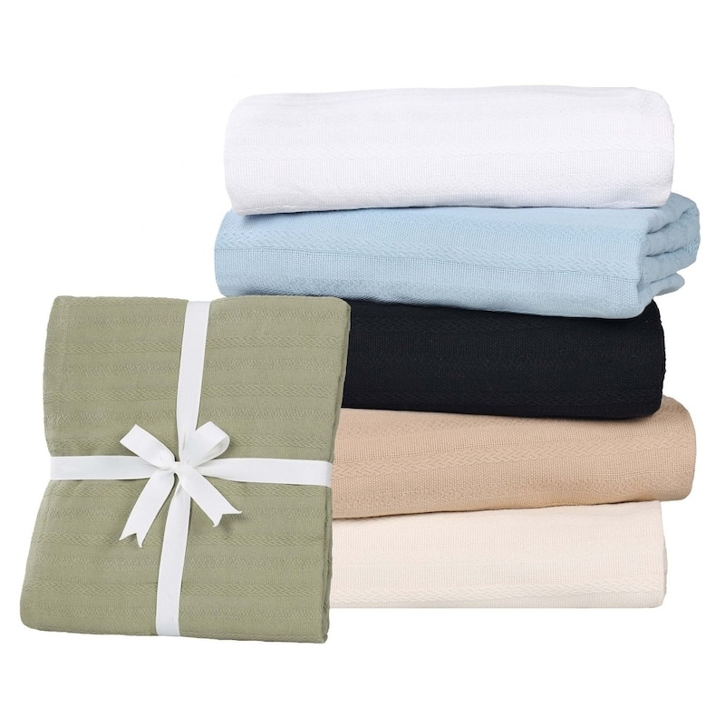Superior Clara Cotton Textured Striped Lightweight Woven Blanket