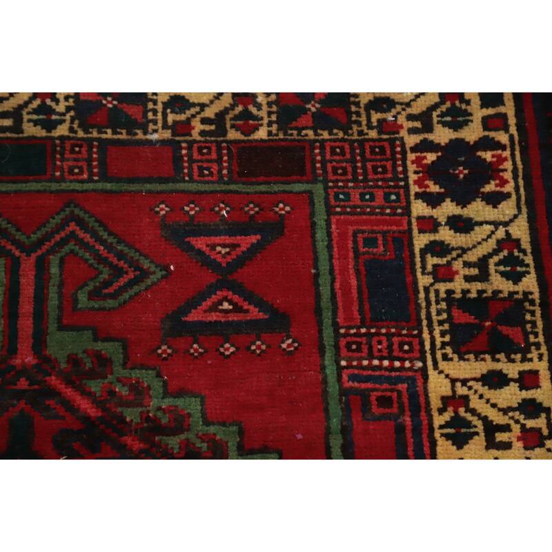 Hand Knotted Oriental 100% Wool Carpet Traditional Geometric Green Ardebil Runner Rug - 11' 2'' X 3' 4''