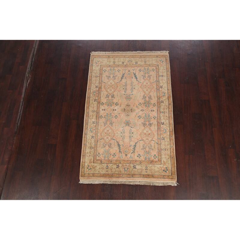 Traditional Floral Agra Oriental Area Rug Hand-knotted Wool Carpet - 3'11" x 6'2"