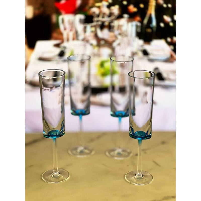 Plastic Champagne Flutes Set of 4 (4oz) - Blue