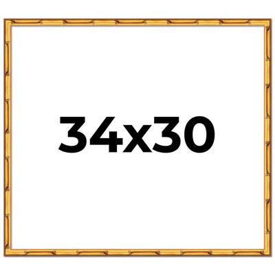 34x30 Frame Gold Bamboo Solid Wood Picture Frame | 1 Inch Moulding