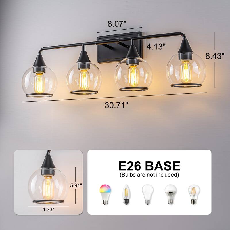 Starsky 3/4 Lights Modern Vanity Light Clear Globe Glass Shades