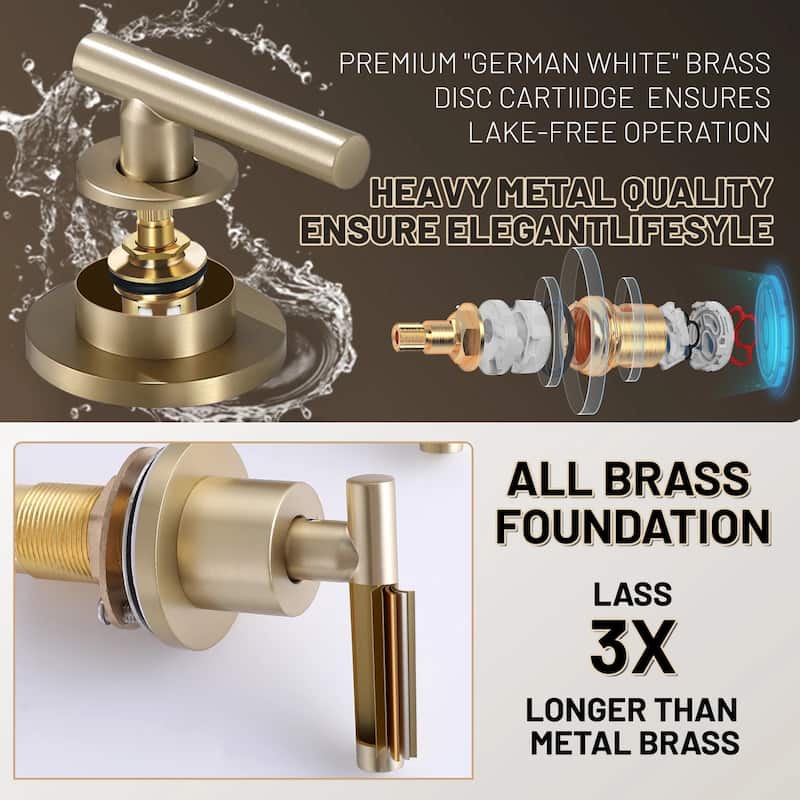 8.3"H Solid Brass Widespread 2-handle Bathroom Sink Faucet with Pop-Up Drain Assembly