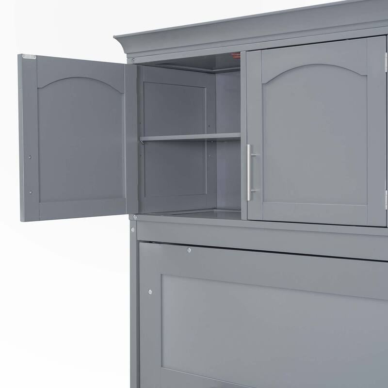 Full Size Murphy Bed Wall Bed with Top Cabinets