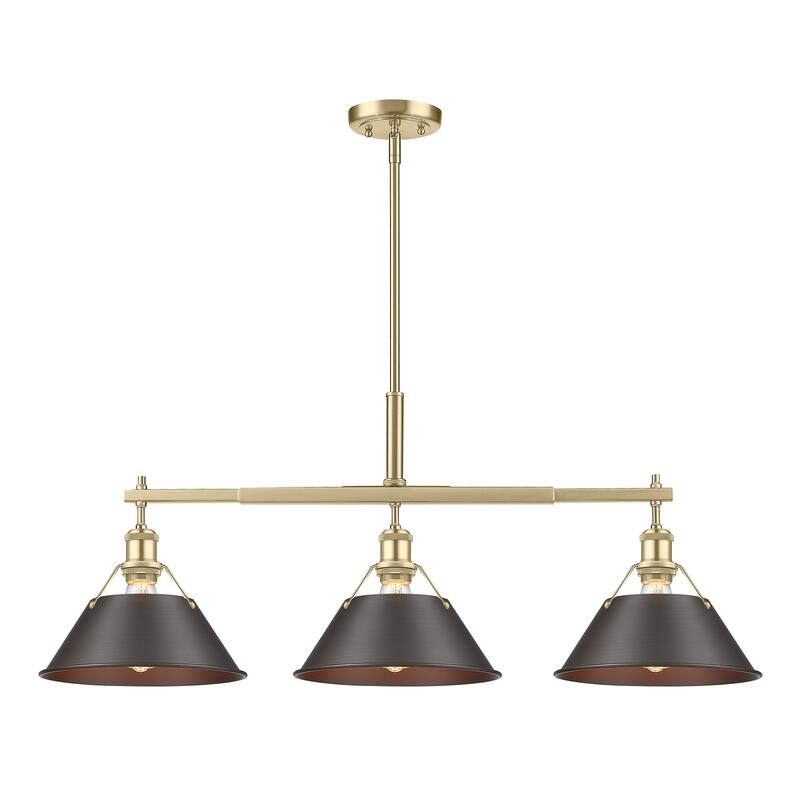 Yep by Golden Lighting Orwell 3-light Island Light in Brushed Champagne Brass and Rubbed Bronze shade - Gold