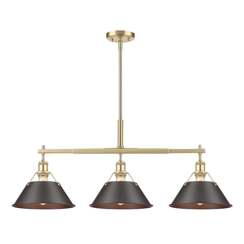 Yep by Golden Lighting Orwell 3-light Island Light in Brushed Champagne Brass and Rubbed Bronze shade - Gold