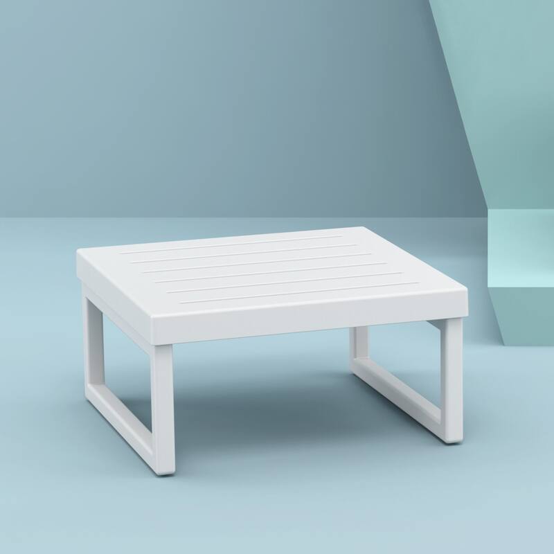 25.5" White Patio Square Coffee Table
