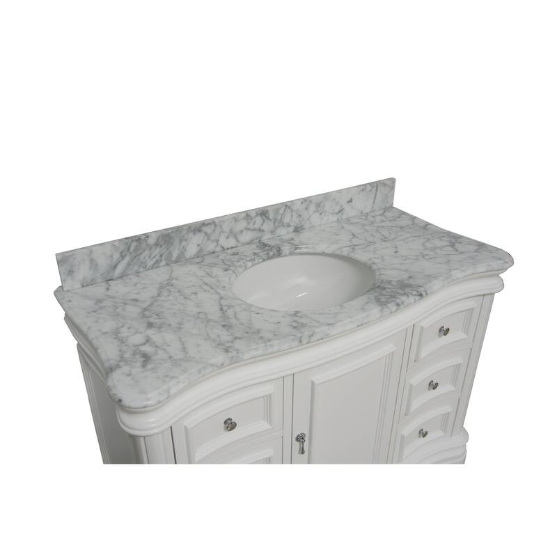 KitchenBathCollection Katherine 48" Bathroom Vanity with Carrara Marble Top