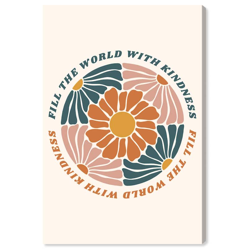 Wynwood Studio Canvas Typography and Quotes Fill the world Brown and Dark Blue Modern & Contemporary Wall Art Canvas Print - 30 x 20