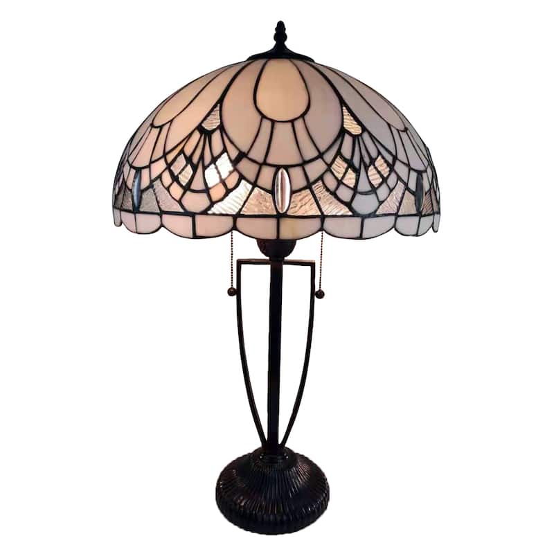 Jodi Dark Bronze 2-Light Tiffany-Style Dome Table Lamp